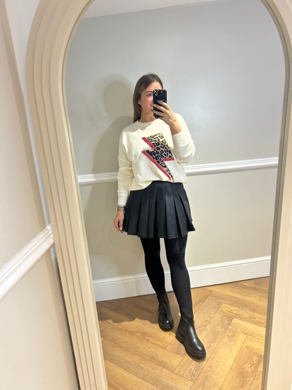 Faux leather pleated skirt - Image 2