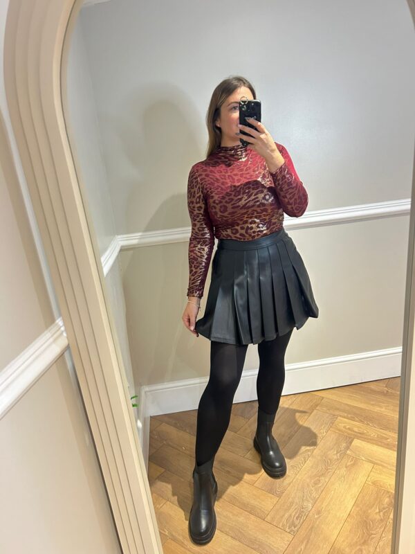 Faux leather pleated skirt