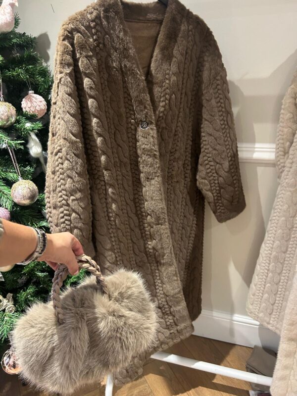 Faux fur cable knit coat - Image 2