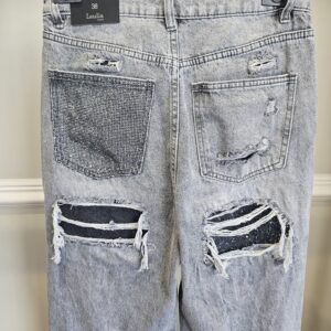 Distressed diamond jeans