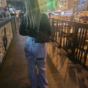 Distressed diamond jeans