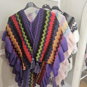 Frill knit shawl