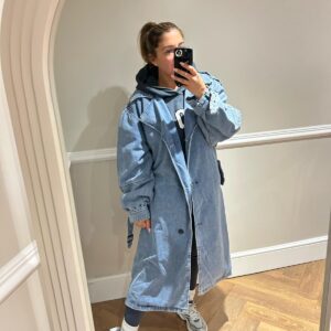 Denim trench coat