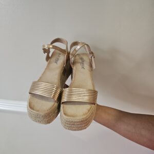 Gold wedge sandals