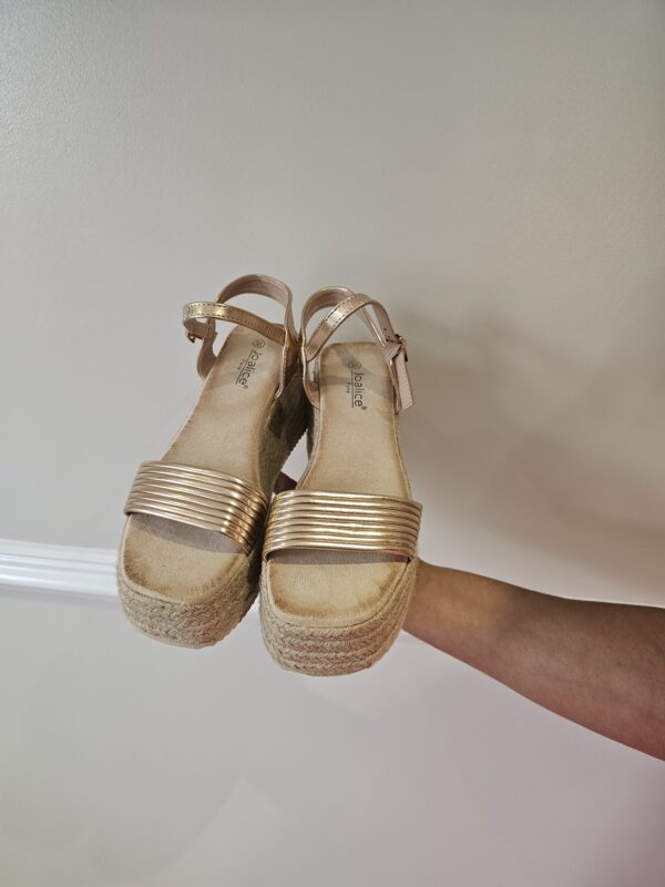 Gold wedge sandals