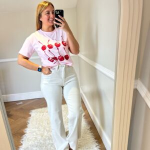 Cream stretch jean
