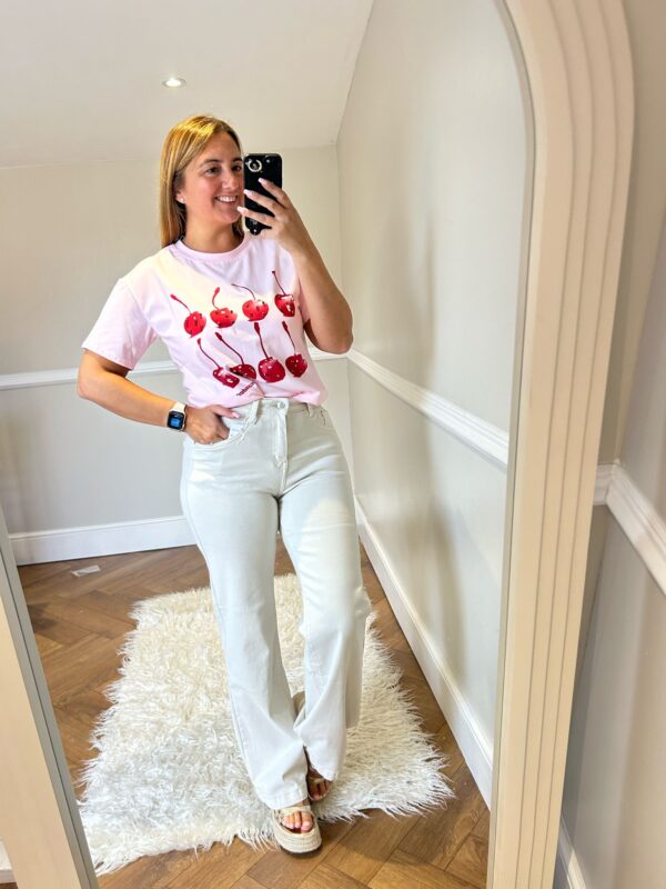 Cream stretch jean