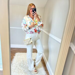 Cream stretch jean