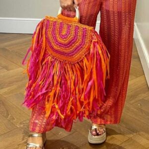 Tassel paper crotchet bag