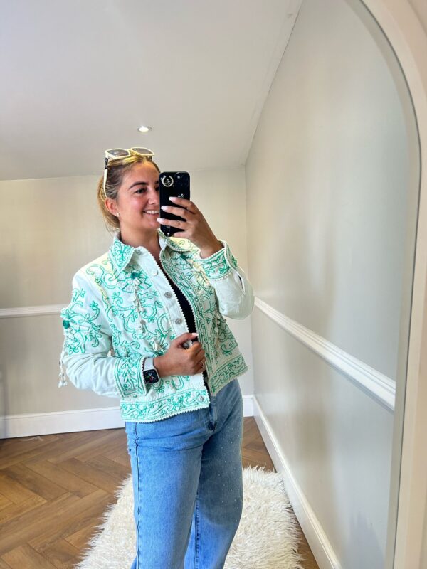 Embroidered shell detail jacket