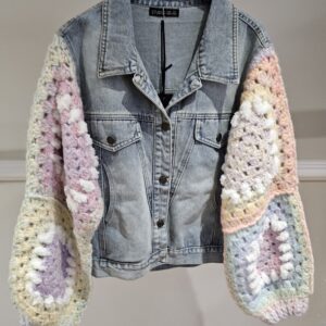 Crotchet sleeve denim jacket