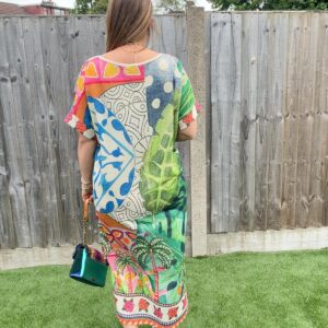 Long lurex printed dress