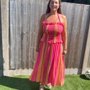 Neon cheesecloth dress