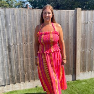 Neon cheesecloth dress