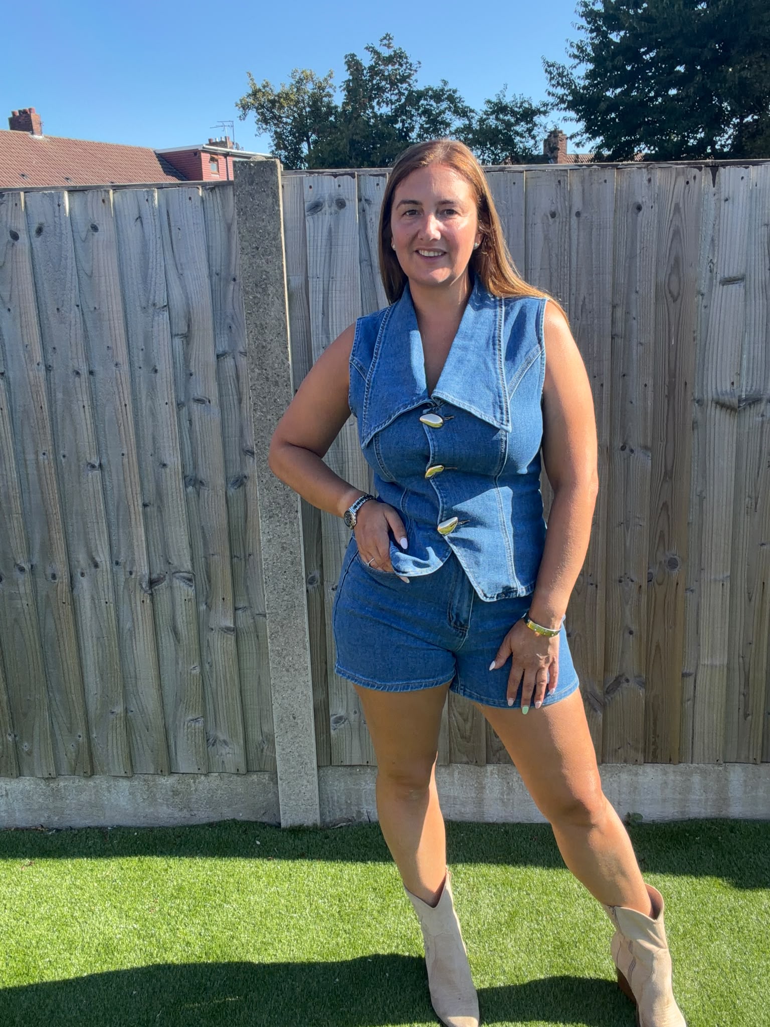 Denim shorts co-ord