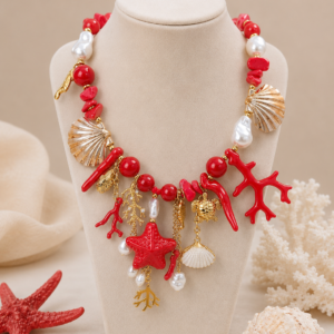 Sea coral charm necklace