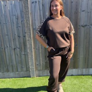 Leopard cuff jogger set
