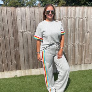 Rainbow stripe jogger set