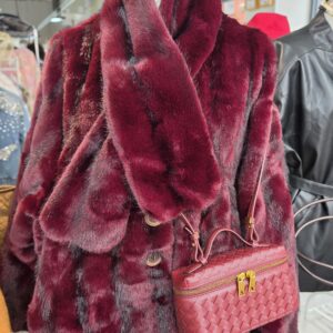 Faux fur coat with matching scarf