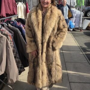 Faux fur long coat