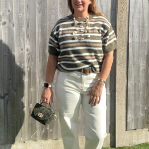Cream barrel leg jeans