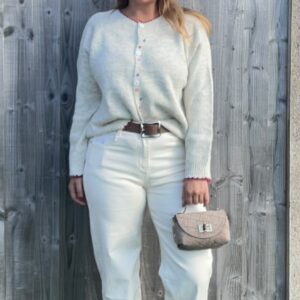 Cream barrel leg jeans