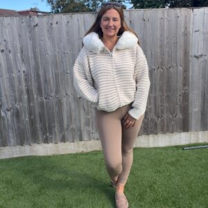 Chunky fur collar cardigan