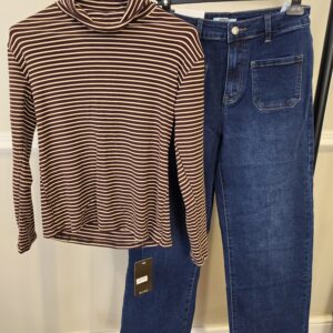 Soft stripe high neck top