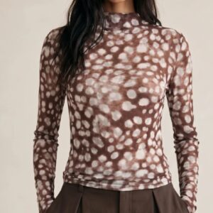 Deer print mesh top