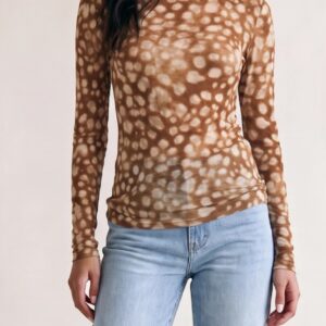 Deer print mesh top
